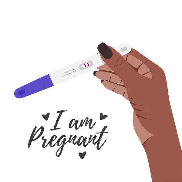 아프리카 여성의 손에 있는 임신 배란 검사 — 스톡 벡터