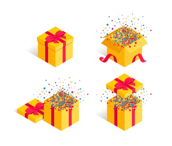 Present opened gift box confetti set