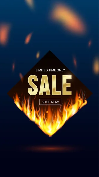 Feuer Flammen begrenzte Zeit Verkauf Banner Funkenknopf — Stockvektor