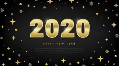 Mutlu yıllar 2020 altın rakamlar yıldız metni