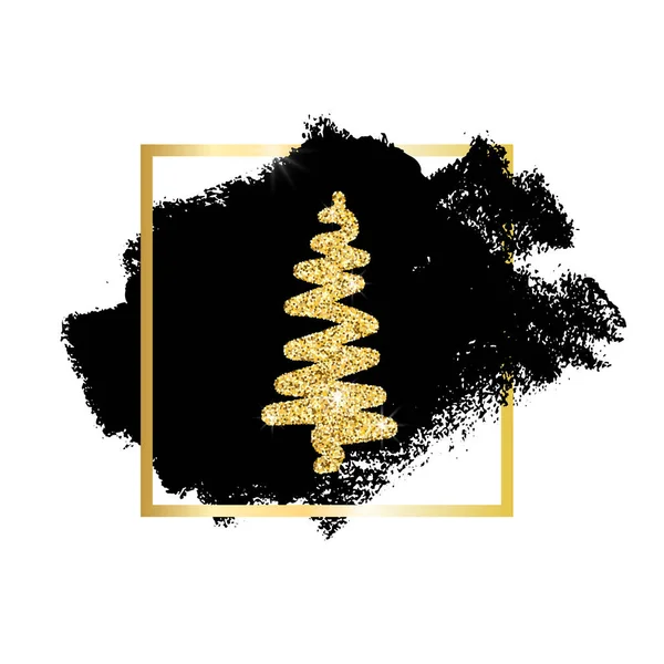 Quadro de tinta de brilho de árvore de Natal desenhado à mão — Vetor de Stock