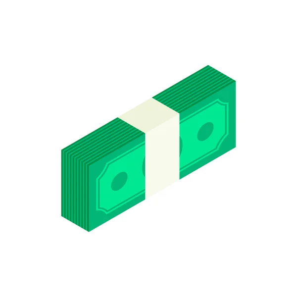 Isometric dollar bundle of cash icon — Stock Vector