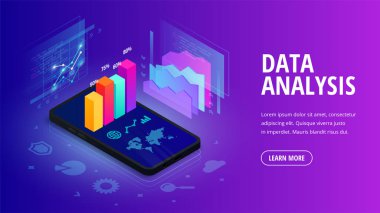 Veri analizi izometrik web pankartı kavramı