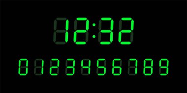 digital Lcd numbers green on black