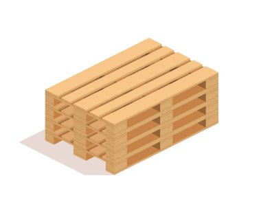 Isometric wooden pallet stack