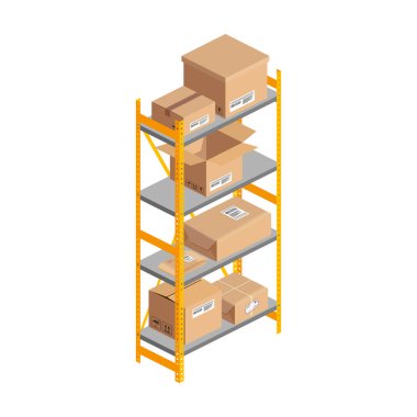 Isometric warehouse rack with boxes