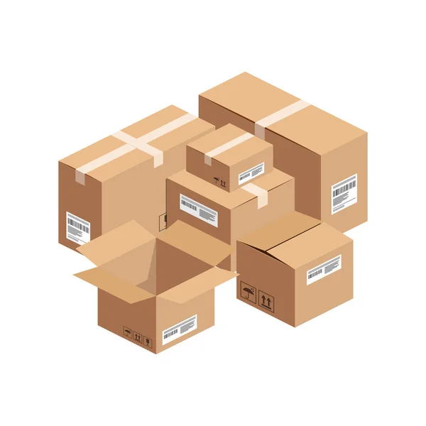 Isometric stack of boxes — Stok Vektör
