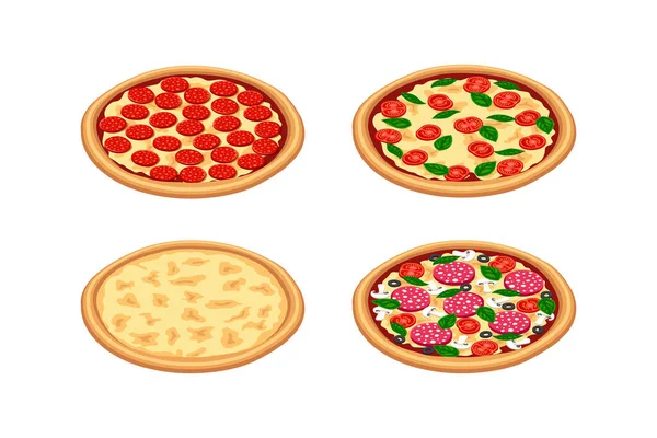 Savoureux ensemble de pizza isométrique — Image vectorielle