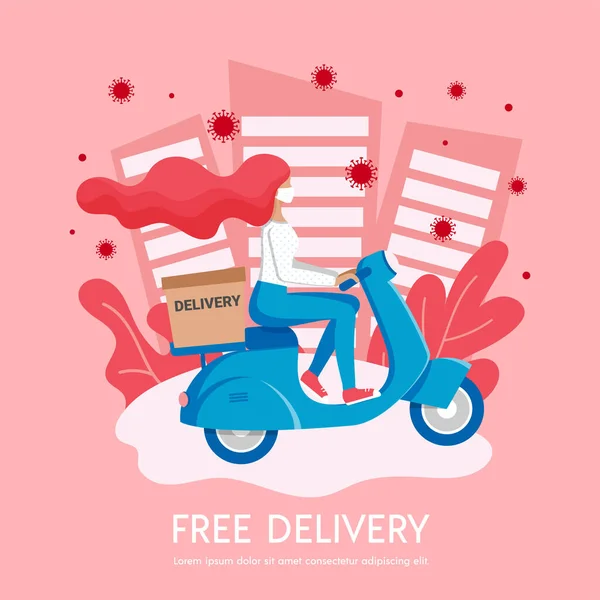 Free City Delivery Stop Coronavirus Stay Home Banner 2019 Ncov — Stockvector