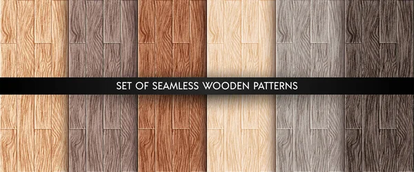 Holzplanken Textur Nahtlose Muster Gesetzt Realistische Holzbretter Verschiedenen Farben Kollektion — Stockvektor