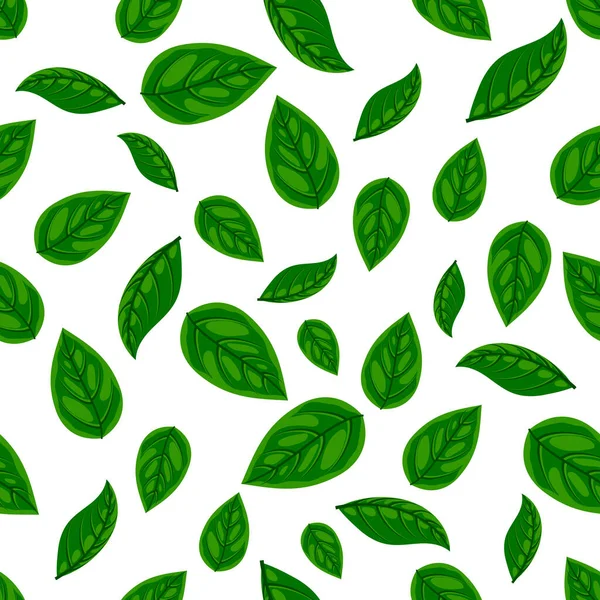 Patrón Plano Sin Costuras Alimentos Naturales Hoja Verde Fresca Aislada — Vector de stock