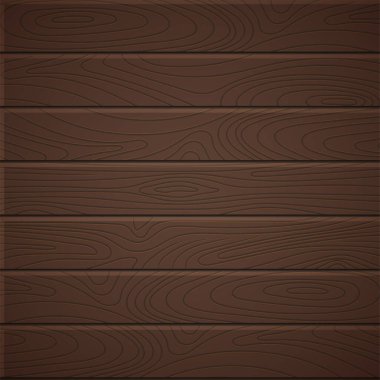 Ahşap kaplama arka plan. Elle çizilmiş tahta tahtalar, koyu kahverengi doğal renk dokusu. Tasarım için vektör illüstrasyon şablonu, düz iç mekanlar, yazdırma, kağıt, dekor, fotoğraf arkaplanı