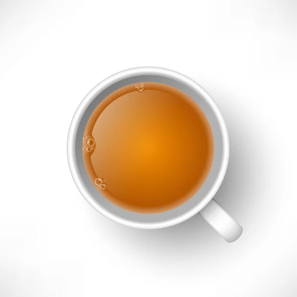 白色背景上孤立的茶杯顶部视图 现实的矢量 3D型热饮红茶 Web 应用程序的向量说明 — 图库矢量图片