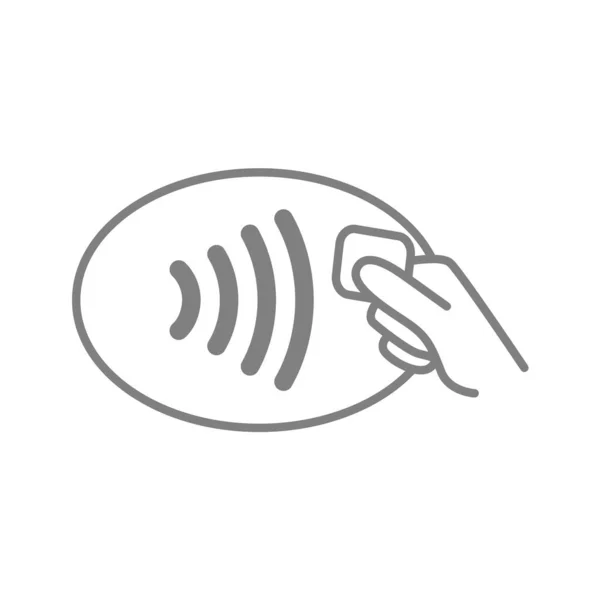 Contactless Payment Symbol Nfc Wireless Pay Technology Outline Icon Hand — Stock Vector