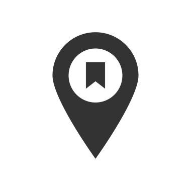 Harita işaretleyici iğne vektörü basit siyah simge. Yer imine sahip coğrafi konum noktası, beyaz arkaplanda izole edilmiş sembolü kaydet. Web, uygulamalar, bilgi grafikleri için vektör illüstrasyonu