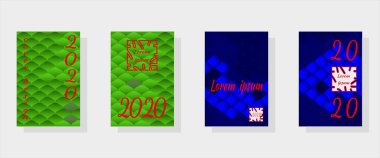 Mutlu yıllar, Japon desenli mutlu Noeller, çok renkli balık pullu koi sazan balığı. Kapaklar ve kartlar için modern tasarım şablonu olan bir poster. Vektör illüstrasyonu.