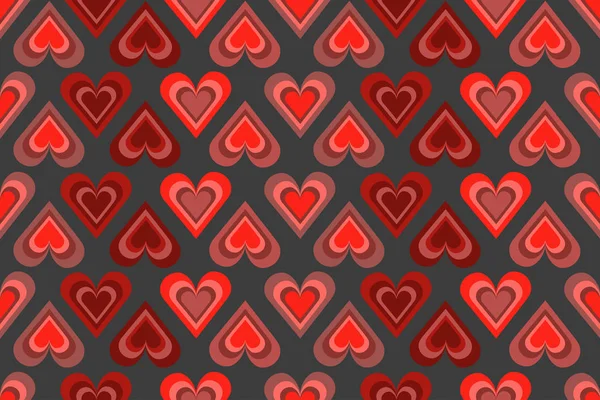 Bezproblémové Vzor Vícebarevné Obrysy Srdce Světlé Pozadí Módní Barevné Palety — Stockový vektor