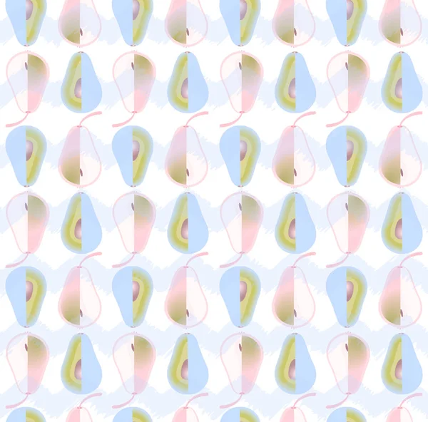 青の背景に明るい色のアボカドと梨とシームレスなパターン デザインテキスタイル 壁紙 カード ポスター パッケージング用ベクターイラスト 無料の ストックベクター C Milachern