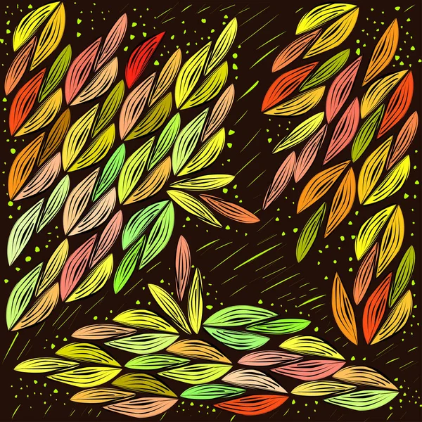 Blumenmuster Mit Bunten Herbstblättern Auf Dunklem Hintergrund Vektor Illustration Für — Stockvektor