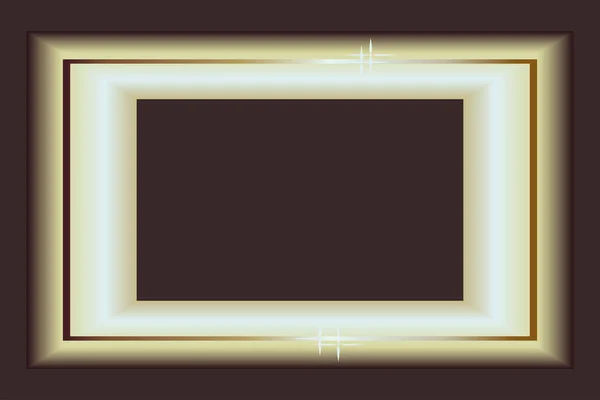 Rechthoekig Horizontaal Gouden Breed Frame Gradiënt Metallic Glans Schittering Lichteffecten — Stockvector