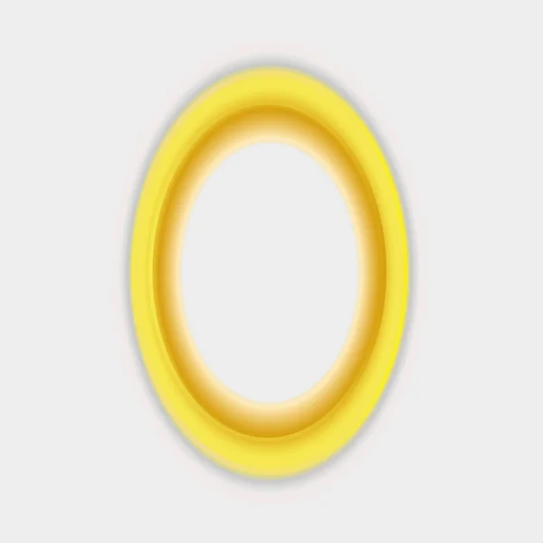 Moldura Larga Dourada Oval Fundo Branco Gradiente Brilho Metálico Brilho — Vetor de Stock