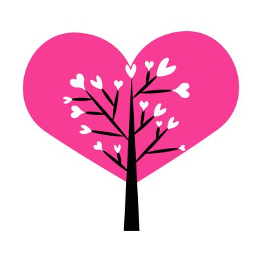 Sevgililer ağaç. Kalpler yaprak. Beyaz arka plan üzerinde izole. 