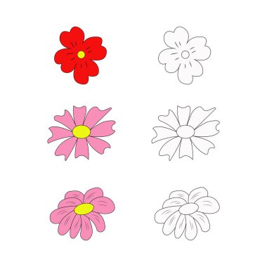 çiçek vektör kümesi. renkli çiçek kümesi. Vektör çizim