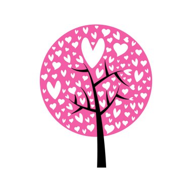 Sevgililer ağaç. Kalpler yaprak. Beyaz arka plan üzerinde izole. 