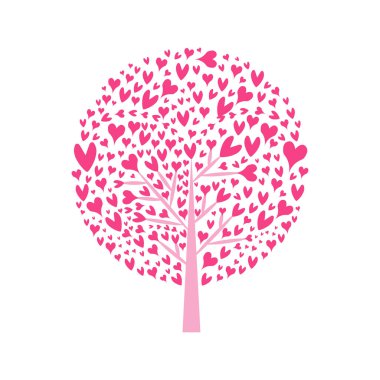 Sevgililer ağaç. Kalpler yaprak. Beyaz arka plan üzerinde izole. 