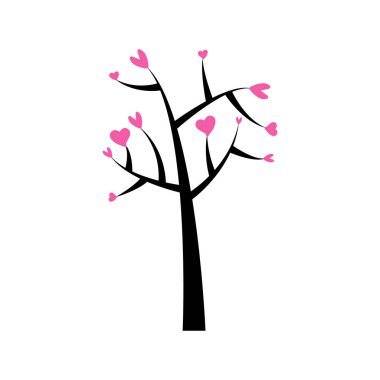 Sevgililer ağaç. Kalpler yaprak. Beyaz arka plan üzerinde izole. 