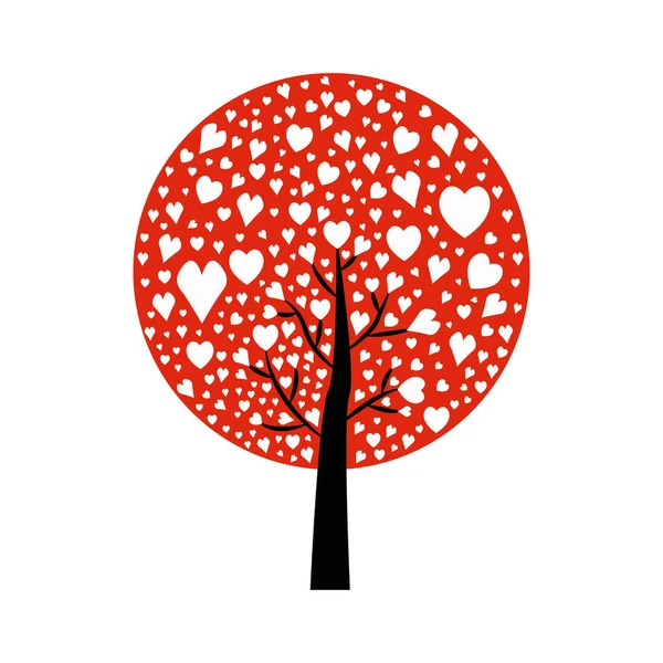 Árbol de San Valentín hoja de corazones. Aislado sobre fondo blanco . — Vector de stock