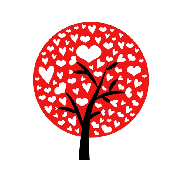 Árbol de San Valentín hoja de corazones. Aislado sobre fondo blanco . — Vector de stock