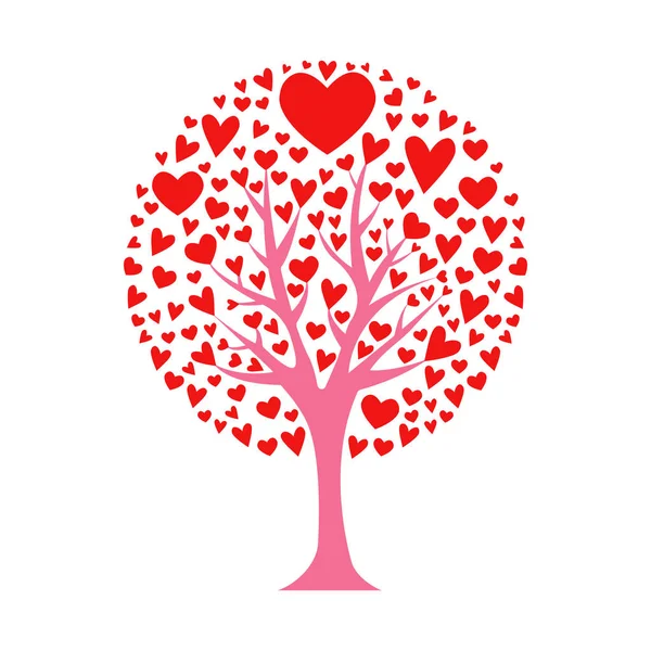 Valentine drzewa. liść z serc. Na białym tle. — Wektor stockowy