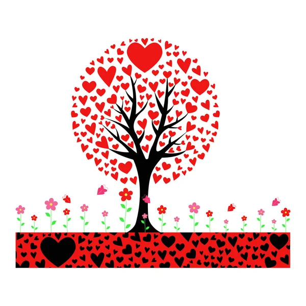 Árbol de San Valentín hoja de corazones. Aislado sobre fondo blanco . — Vector de stock