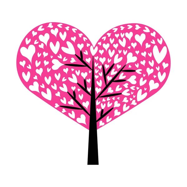 Valentine strom. listy z srdce. Izolované na bílém pozadí. — Stockový vektor