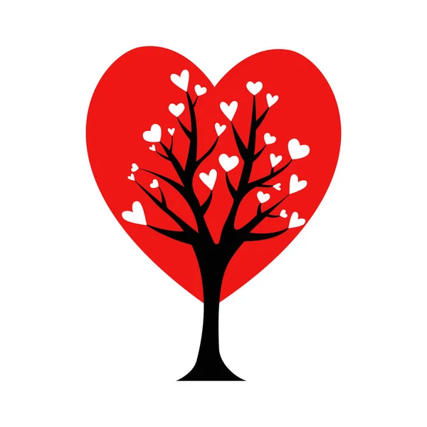 Valentine tree. leaf from hearts. Isolated on white background. — Stock Vector