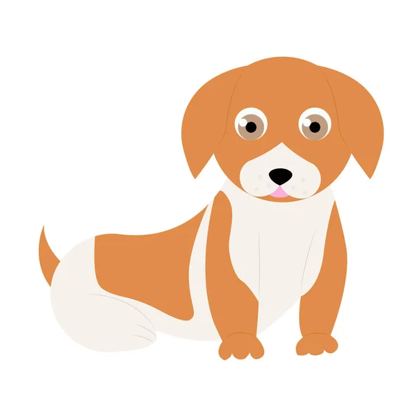 Perro sentado. Cachorro vectorial. Lindo personaje divertido de dibujos animados. H — Vector de stock