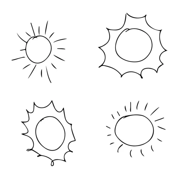 Colección Sun. Amarillo amanecer símbolos naturaleza vector estilizado ic — Archivo Imágenes Vectoriales