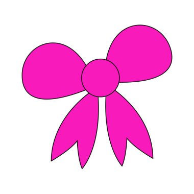 Renkli fiyonklar. Skeç yayı aksesuarları, el çizimi karalamalar, kurdele.