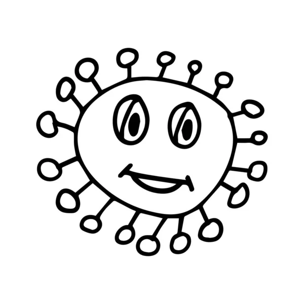 Desenhado à mão doodle ilustração Vector Coronavirus elemento. Isola —  Vetores de Stock