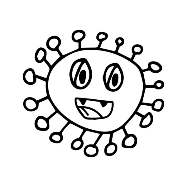 Desenhado à mão doodle ilustração Vector Coronavirus elemento. Isola —  Vetores de Stock