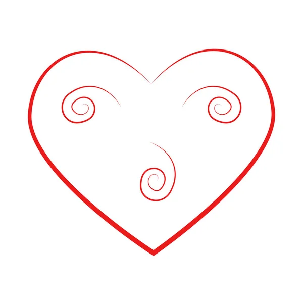 Vector Heart Face Outline Hand Drawn Heart Icon Illustration Your — Stock Vector