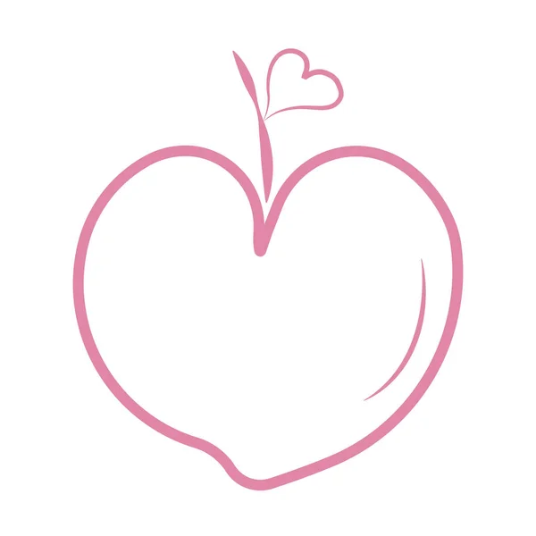 Coeur Vectoriel Apple Contour Dessiné Main Icône Coeur Illustration Pour — Image vectorielle