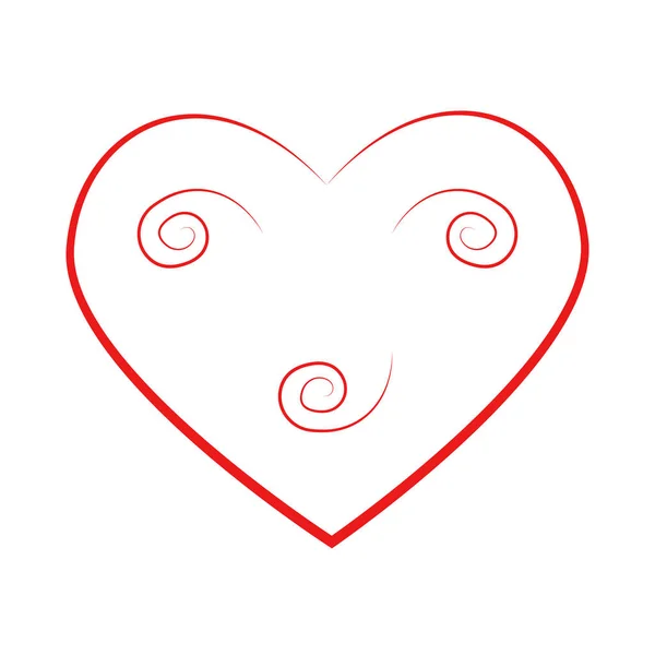 Vector Heart Face Outline Hand Drawn Heart Icon Illustration Your — Stock Vector