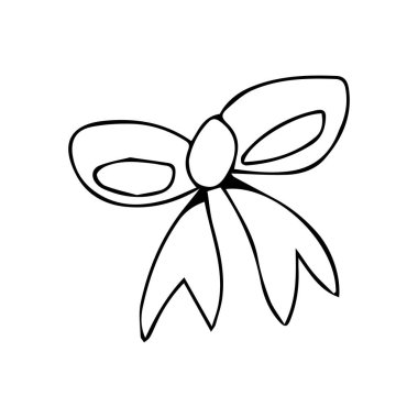 Renkli yay. Sketch bow aksesuarları el çizimi karalamalar kurdeleler bağladı. Doğum günü ve bayram için vektör renkli kurdele