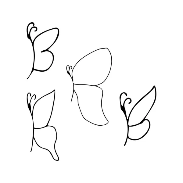 Motýlí Design Motýla Nastavte Vektor Motýl Izolovaný Bílém Pozadí — Stockový vektor
