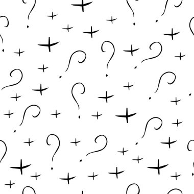 Soru işareti vektörü kusursuz desen. El çizimi eskiz. SSS düğmesi. Sorular soruyor. Yardım iste.