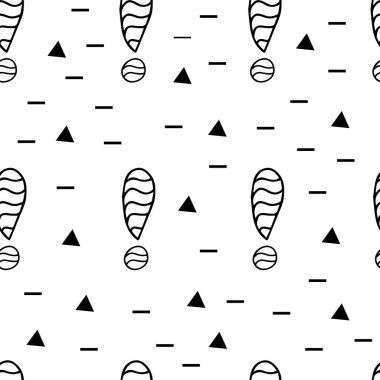 Ünlem işareti kusursuz desen. El çizimi vektör elementleri. Vektör çizimi soru işareti arkaplanı