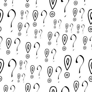 Soru işaretleri ve ünlem işaretleri kusursuz desen. Vektör çizimi soru işaretleri ve ünlem işareti arkaplanı