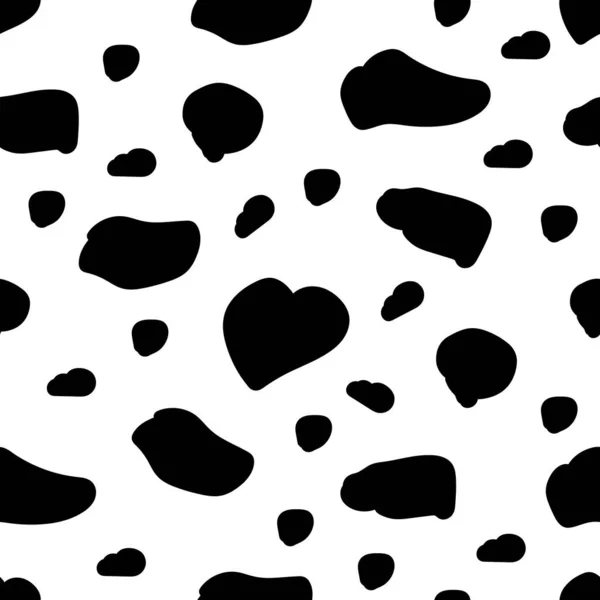Cow Skin Texture Spot Repeated Seamless Pattern Vector Animal Print — Stock Vector